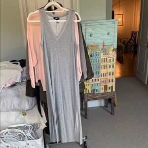 PAIGE Gray Sleeveless V-Neck Maxi Dress